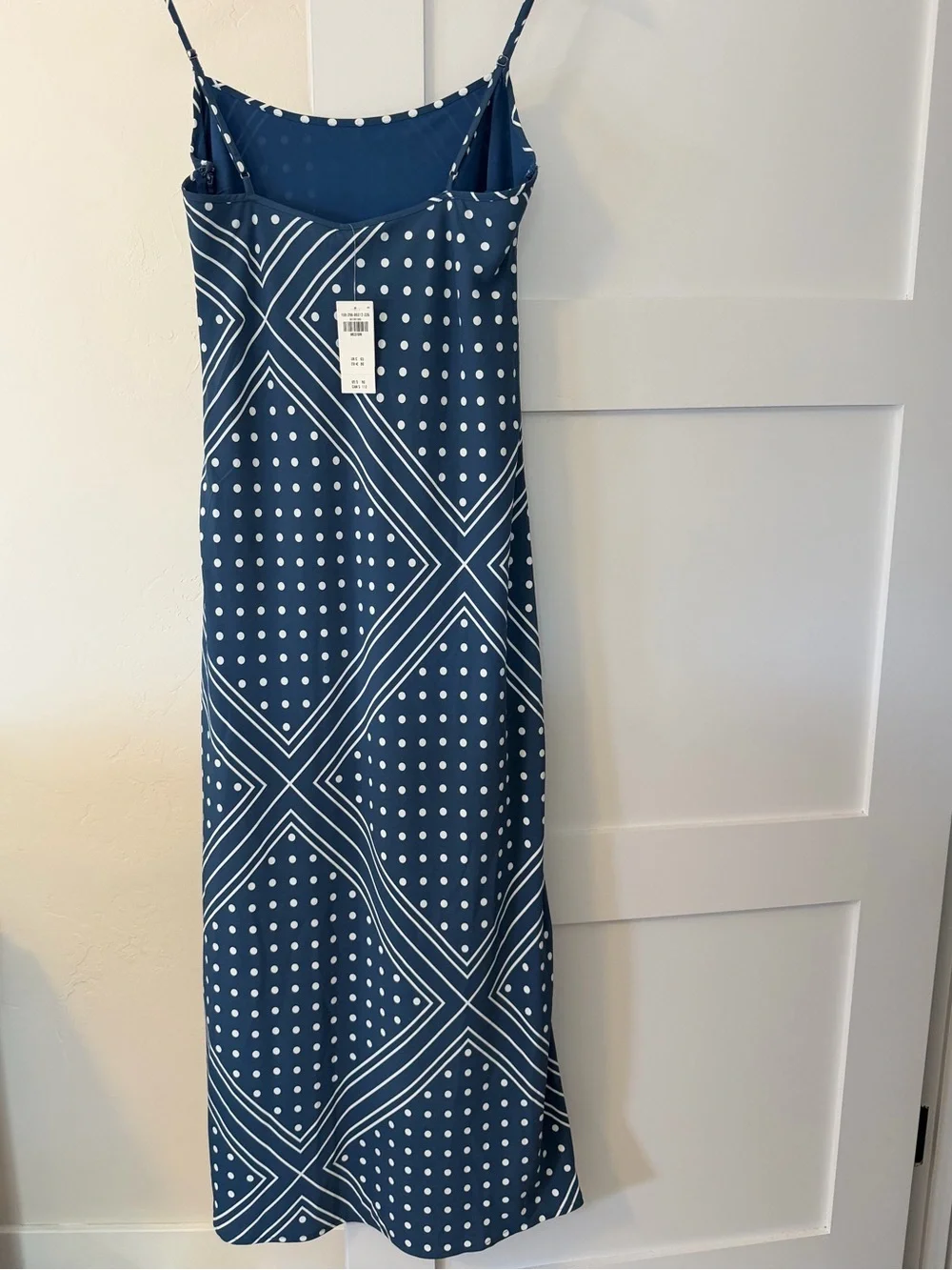 Abercrombie & Fitch Navy and White Polkadot and Stripe Slip Maxi Dress NWT